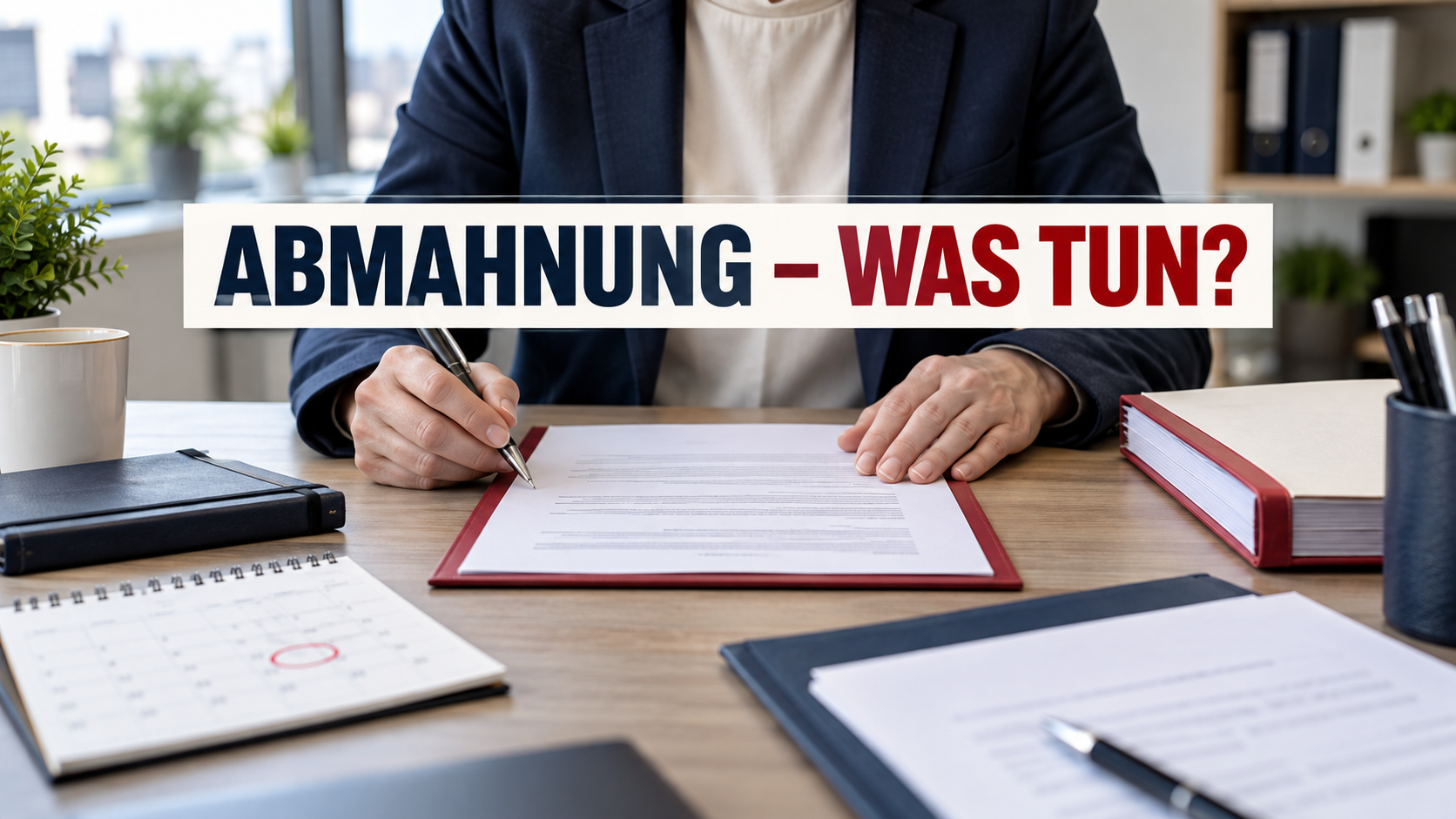 Förmliches Abmahnungsschreiben auf einem Schreibtisch mit der Frage: Abmahnung – was tun?