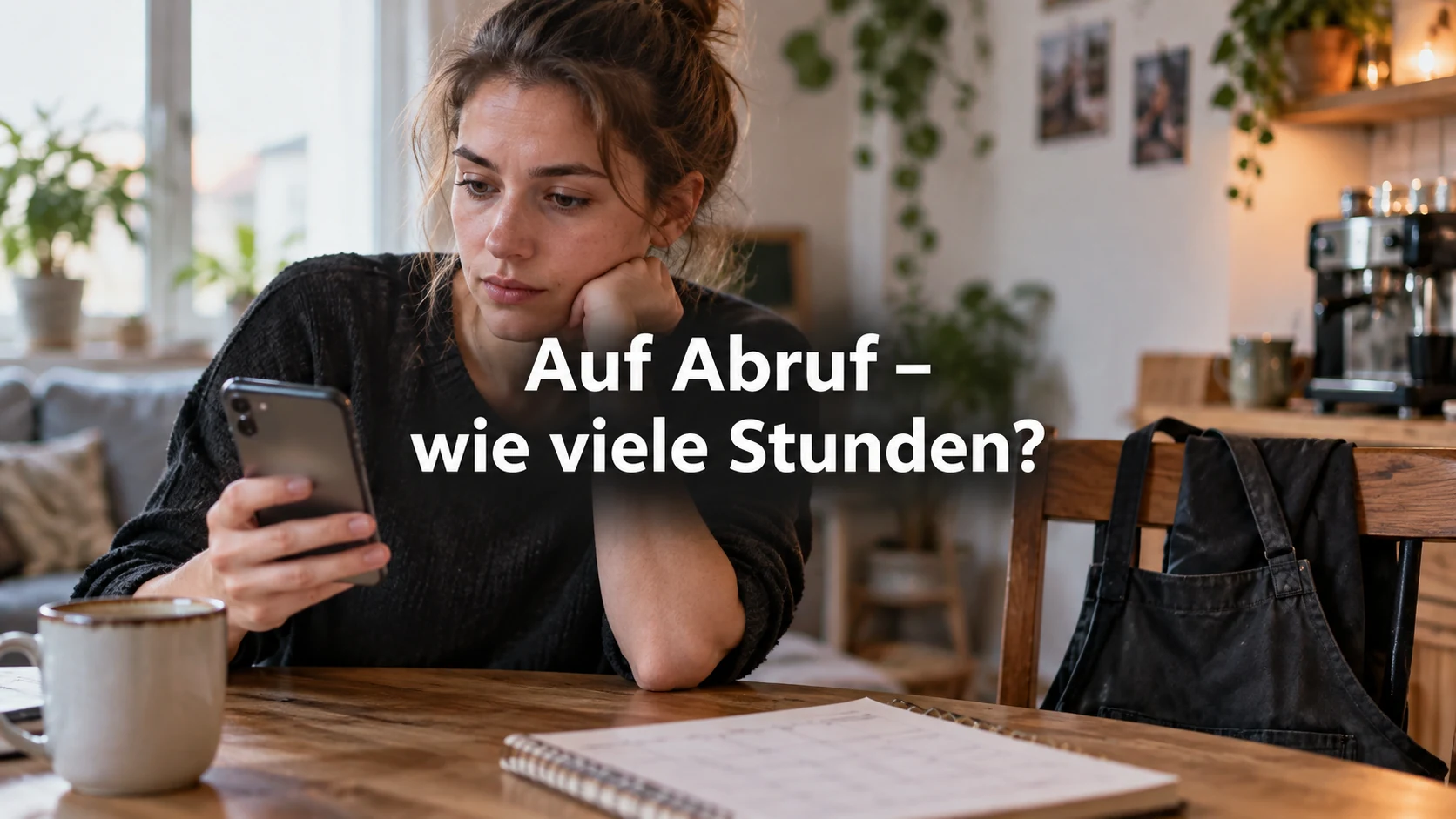 Arbeit auf Abruf: Mindeststunden, Ankündigung und Bezahlung. Repräsentative Szene; zentraler Text: Auf Abruf – wie viele Stunden?