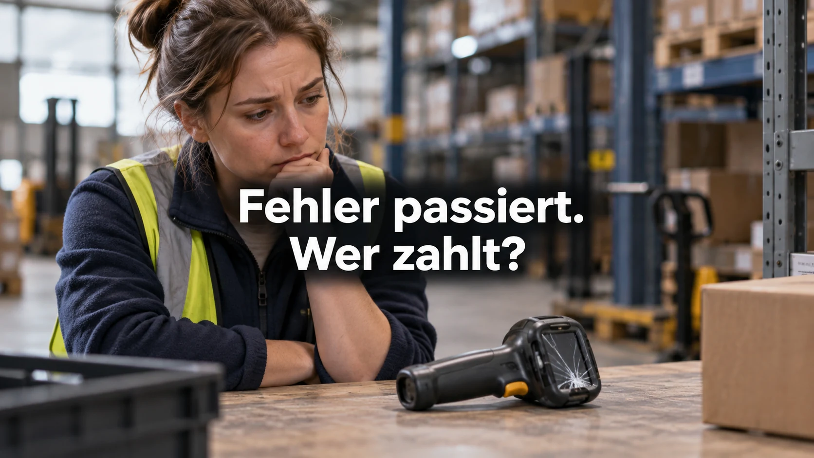Arbeitnehmerhaftung: Schaden, Fahrlässigkeit und Lohnabzug. Repräsentative Szene; zentraler Text: Fehler passiert. Wer zahlt?