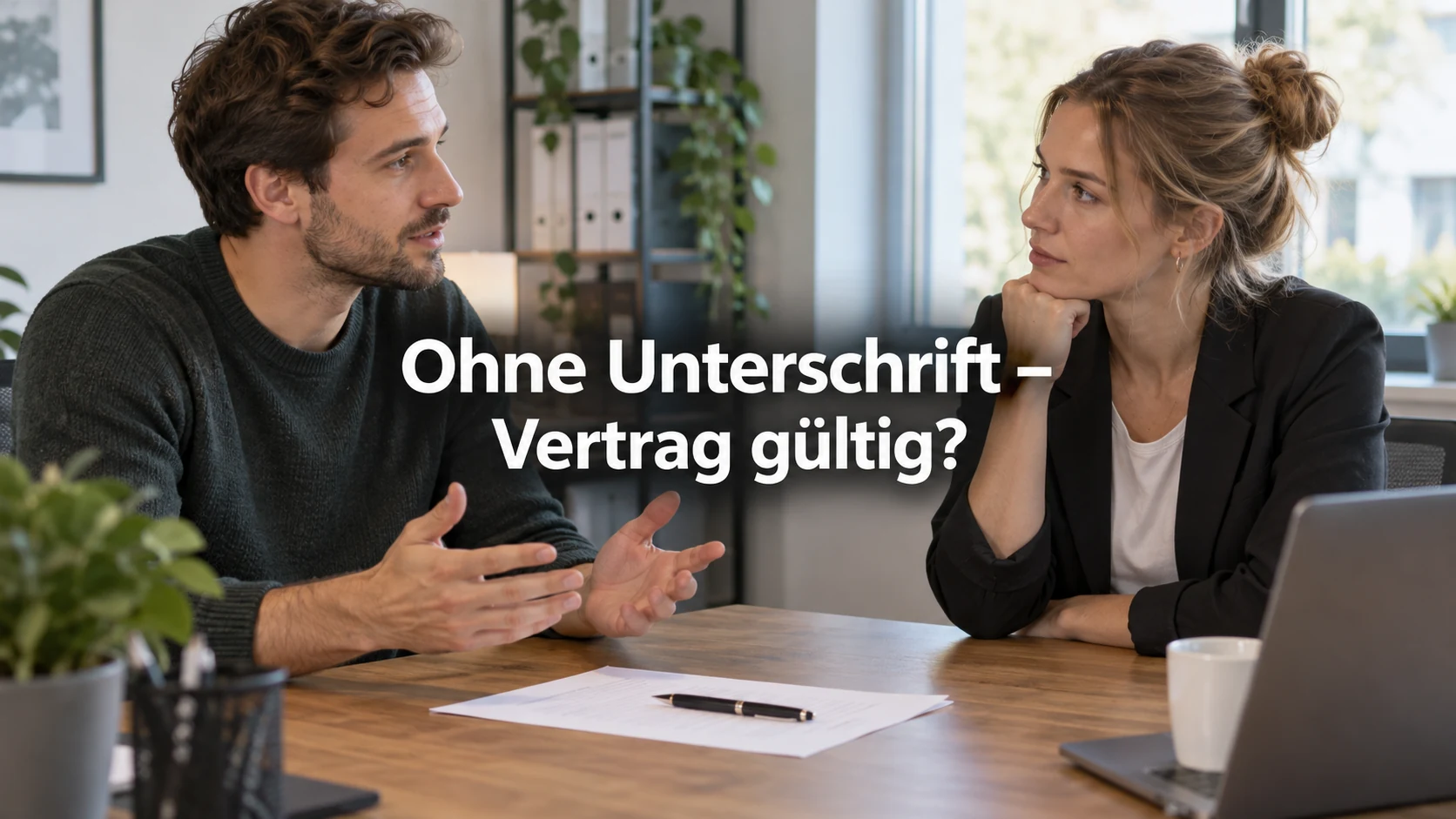 Arbeitsvertrag ohne Schriftform: Ist ein mündlicher Vertrag gültig?. Repräsentative Szene; zentraler Text: Ohne Unterschrift – Vertrag gültig?