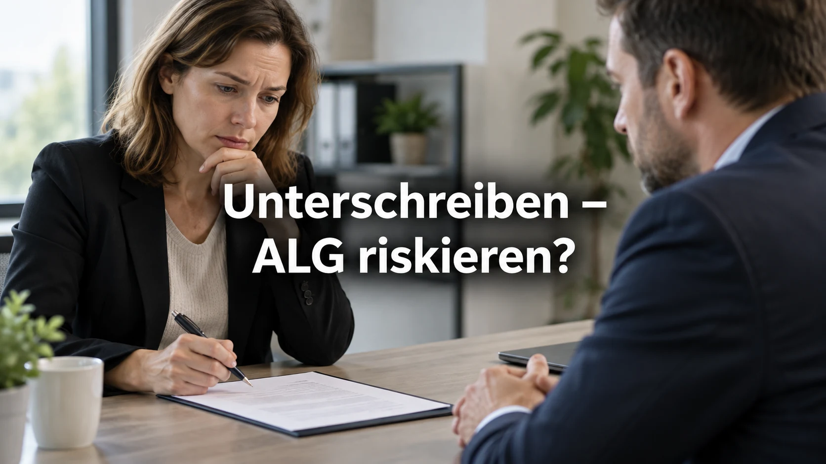 Aufhebungsvertrag und Arbeitslosengeld: Wann droht eine Sperrzeit?. Repräsentative Szene; zentraler Text: Unterschreiben – ALG riskieren?