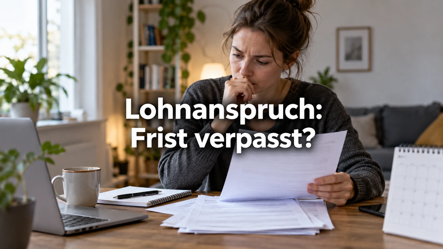 Ausschlussfristen im Arbeitsvertrag: Lohnansprüche rechtzeitig sichern. Repräsentative Szene; zentraler Text: Lohnanspruch: Frist verpasst?