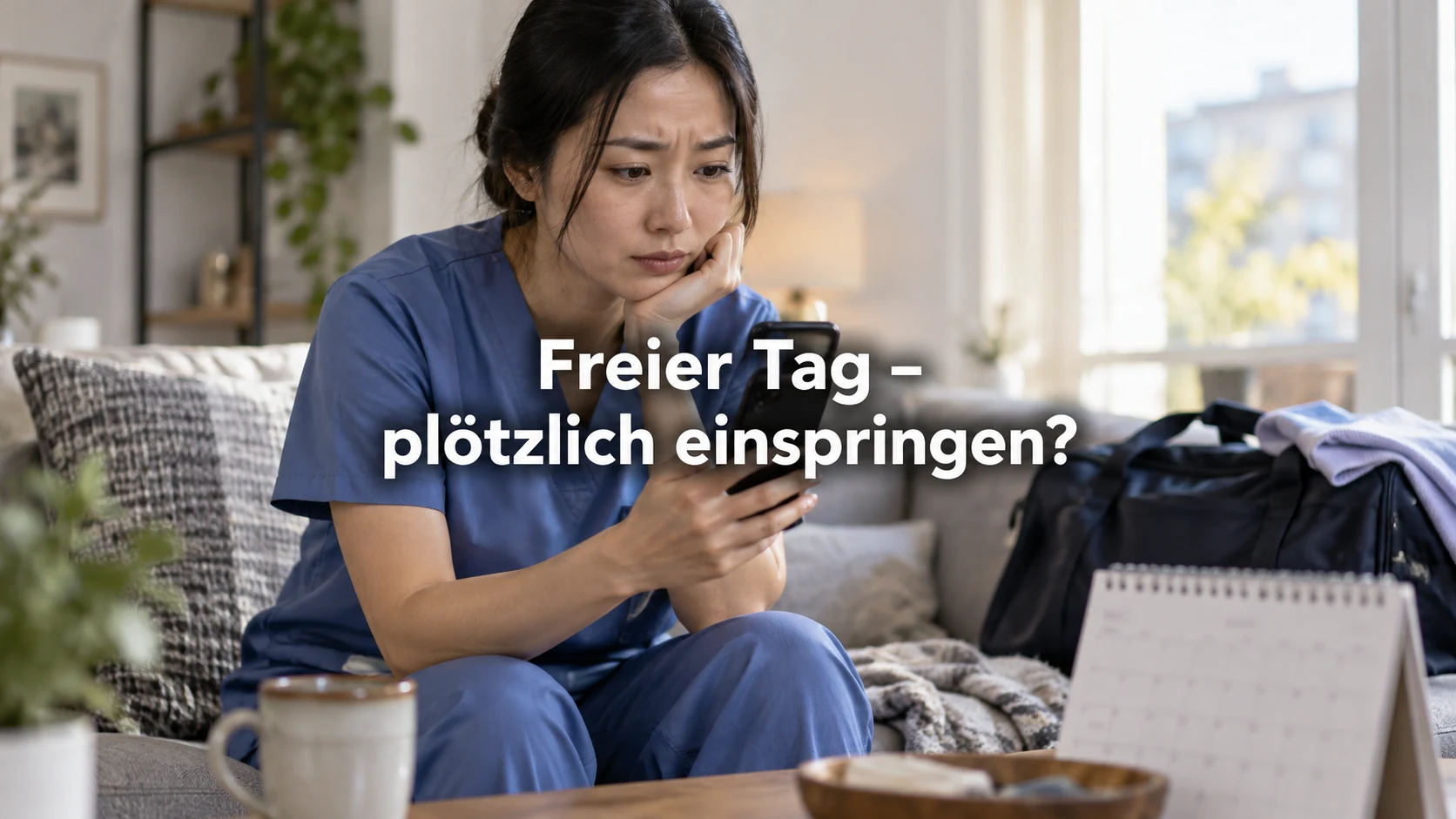Dienstplan geändert: Muss ich am freien Tag einspringen?. Repräsentative Szene; zentraler Text: Freier Tag – plötzlich einspringen?
