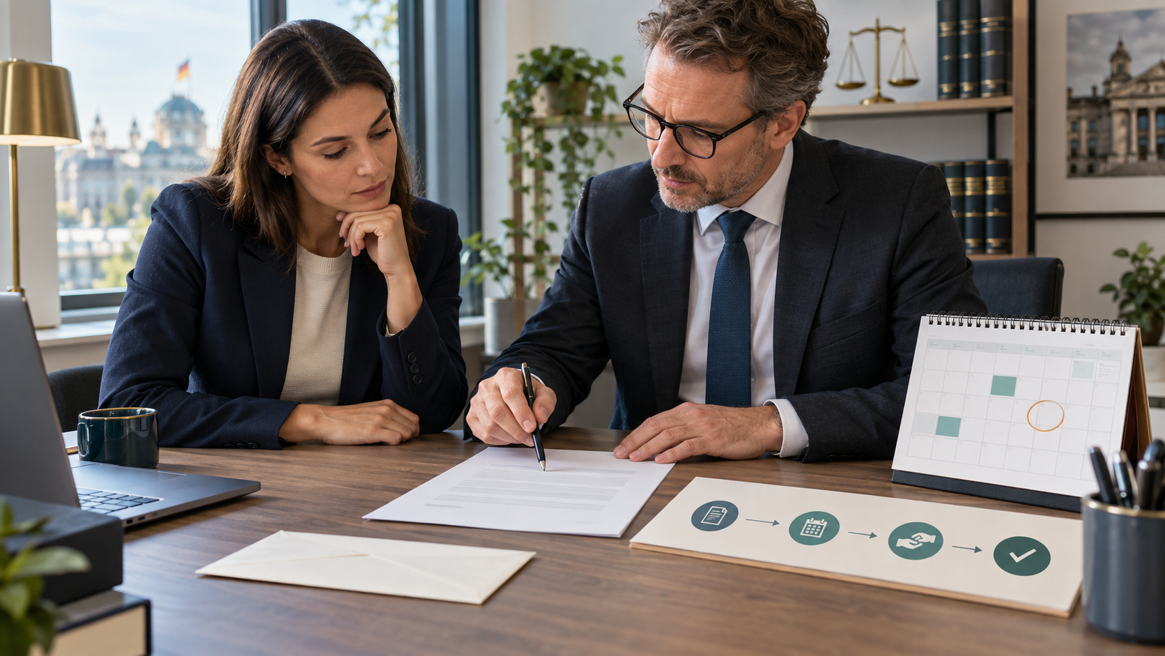 Arbeitnehmer übergibt eine unterschriebene Kündigung und lässt sich den Empfang bestätigen.