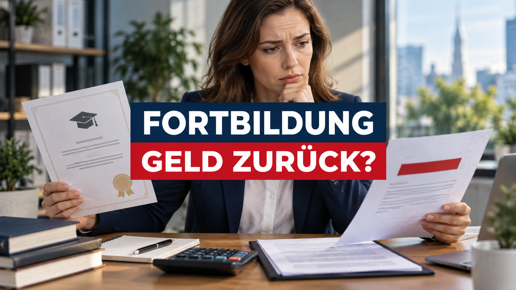 Beschäftigte prüft Zertifikat und Rückzahlungsforderung mit der Frage: Fortbildung – Geld zurück?