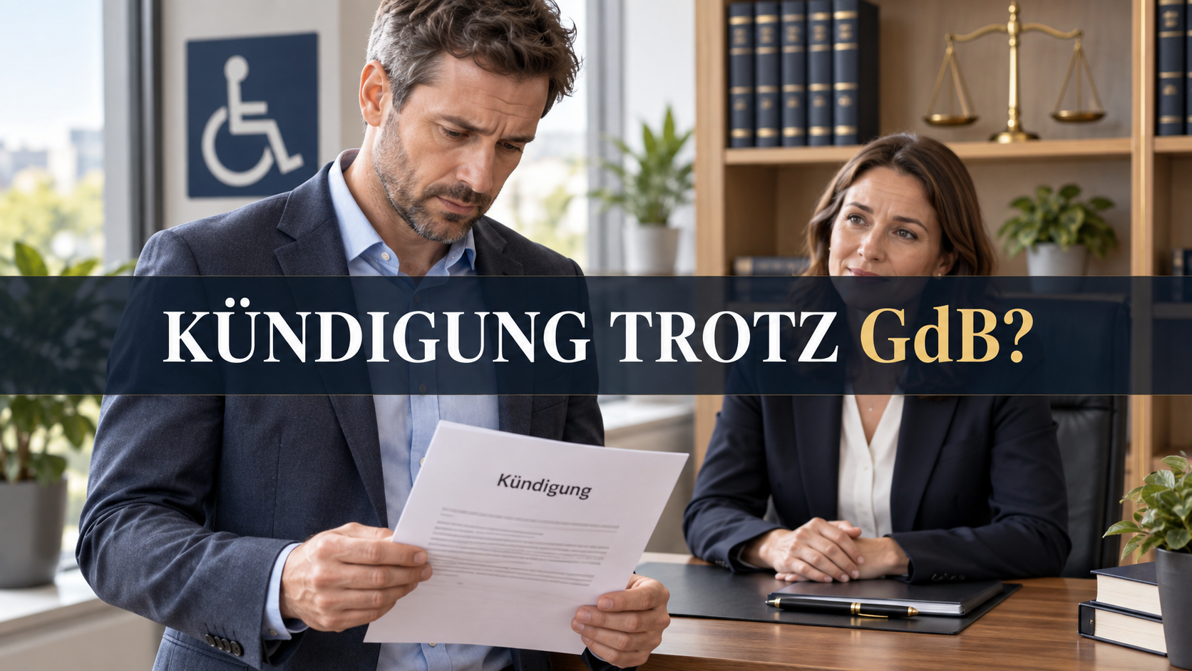 Arbeitnehmer prüft ein Kündigungsschreiben vor einer Beratungsstelle mit der Frage: Kündigung trotz GdB?