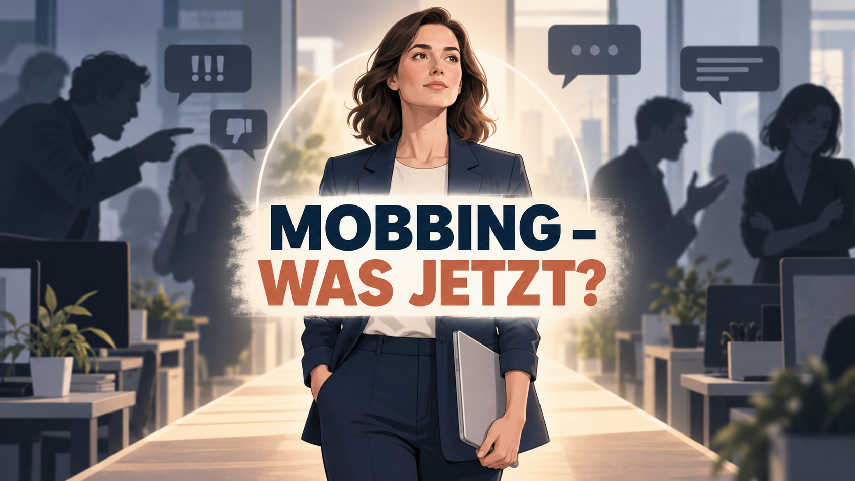 Beschäftigte schützt sich vor feindseligen Angriffen im Büro mit der Frage: Mobbing – was jetzt?
