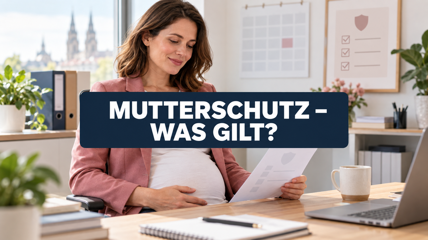 Schwangere Arbeitnehmerin prüft Schutzregeln am Arbeitsplatz mit der Frage: Mutterschutz – was gilt?