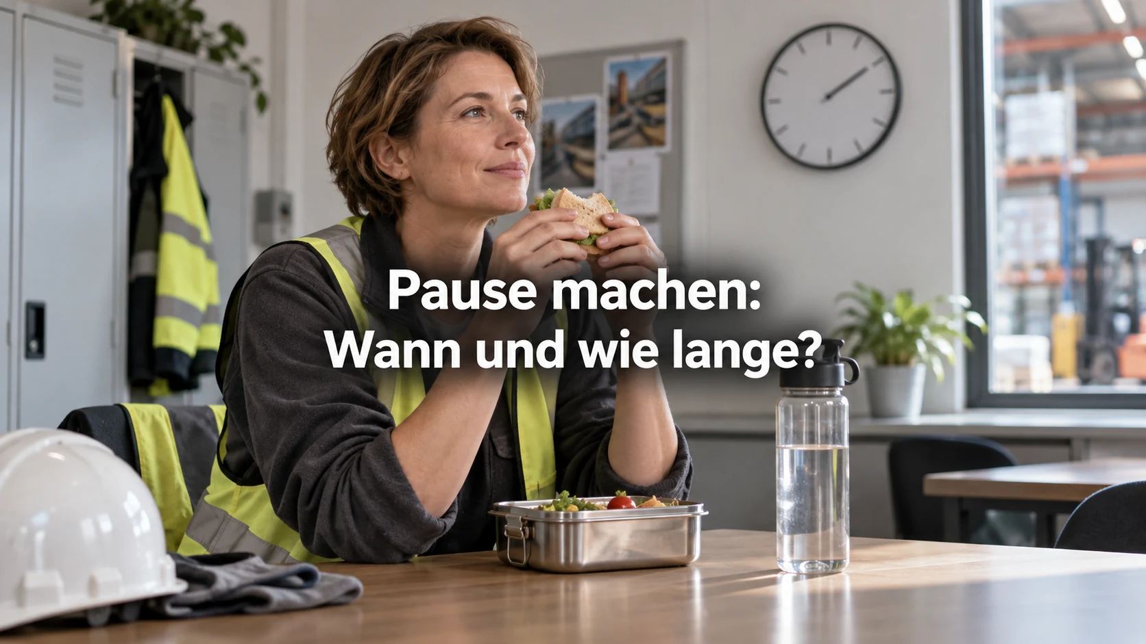Pausen im Arbeitsrecht: Dauer, Bezahlung und Ruhezeit. Repräsentative Szene; zentraler Text: Pause machen: Wann und wie lange?