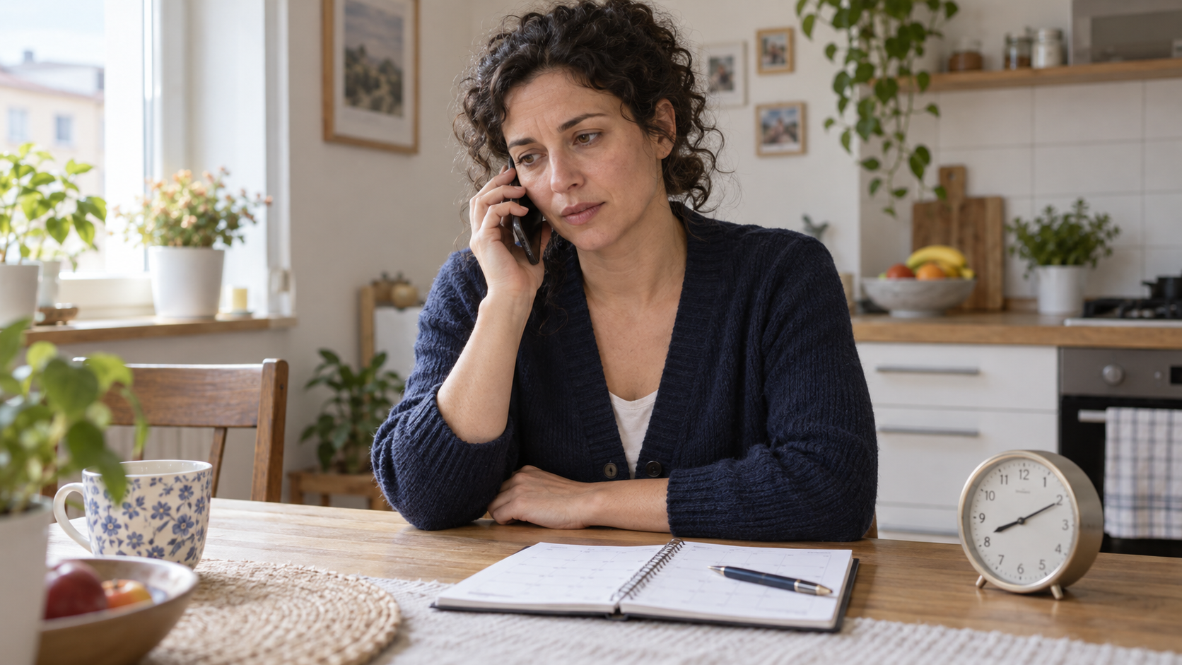 Arbeitnehmerin informiert ihren Arbeitgeber telefonisch von zu Hause über eine Arbeitsverhinderung