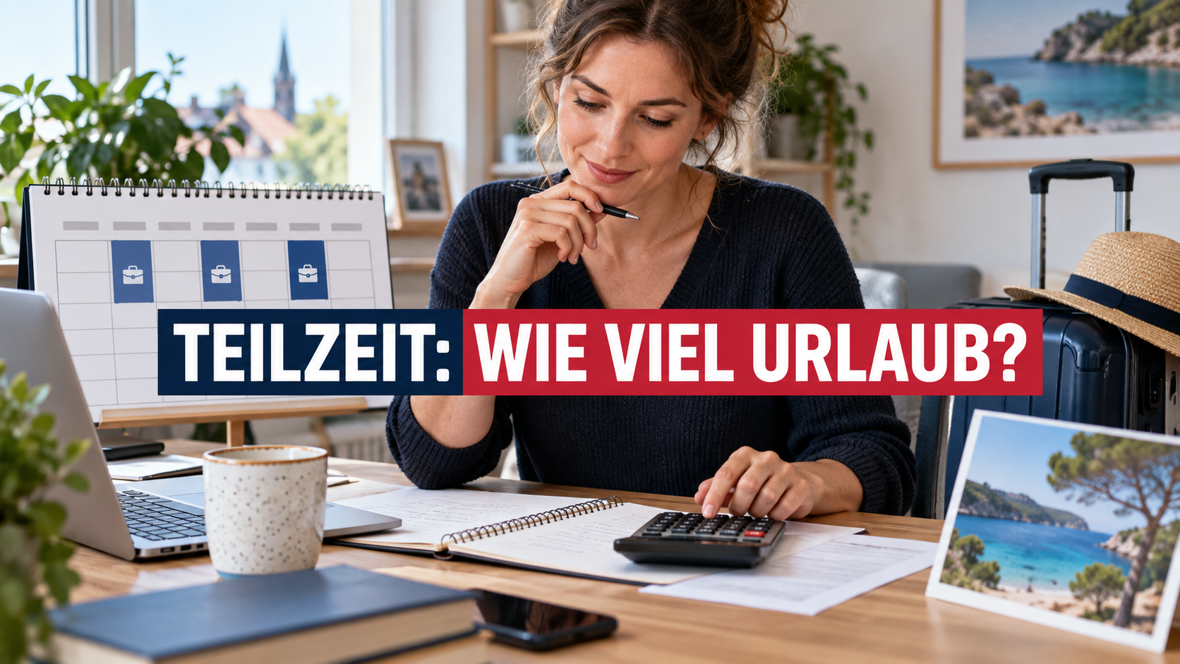 Teilzeitkraft mit Kalender und der zentralen Frage: Teilzeit – wie viel Urlaub?