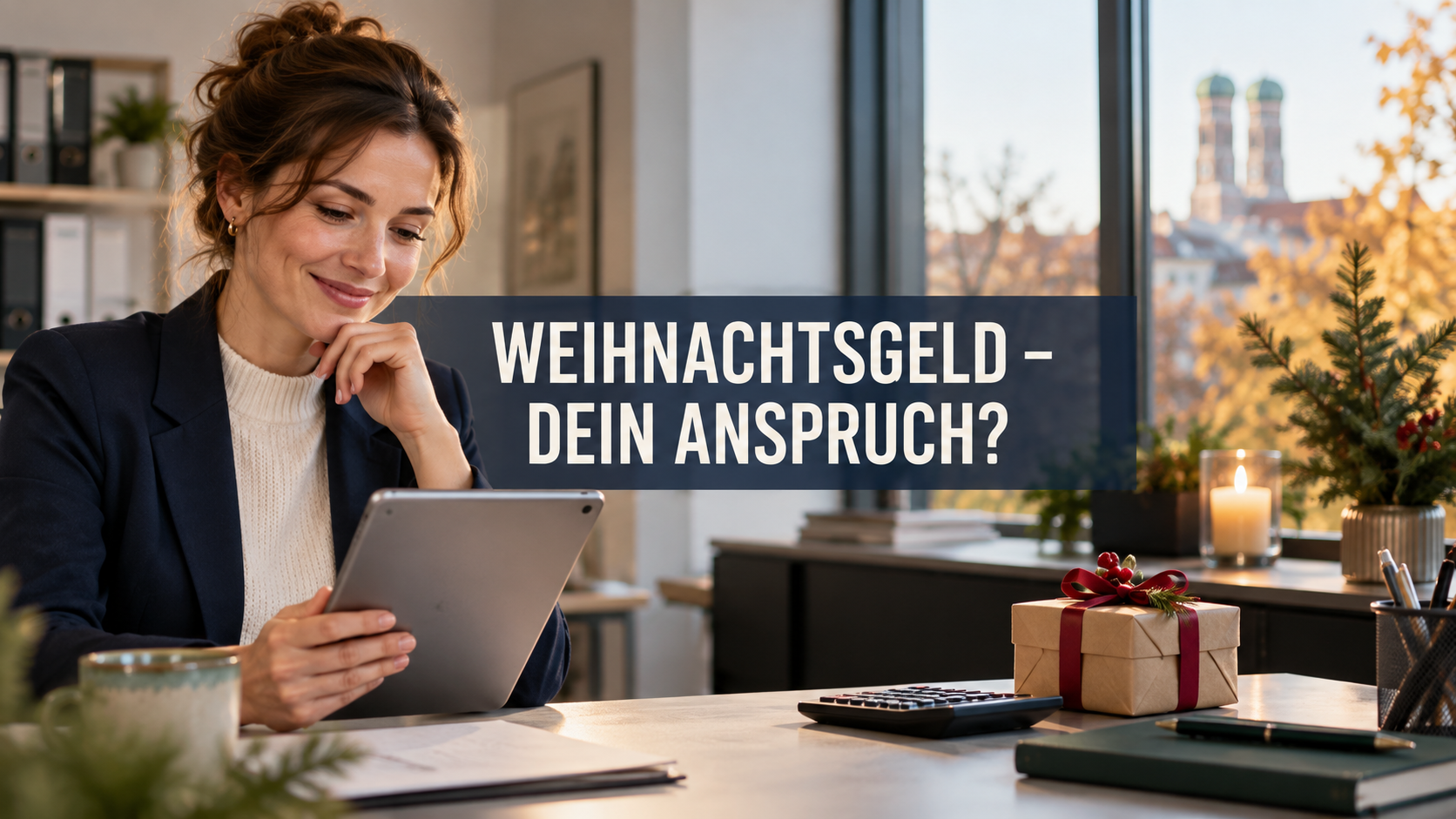Arbeitnehmerin prüft eine Novemberabrechnung mit der Frage: Weihnachtsgeld – dein Anspruch?